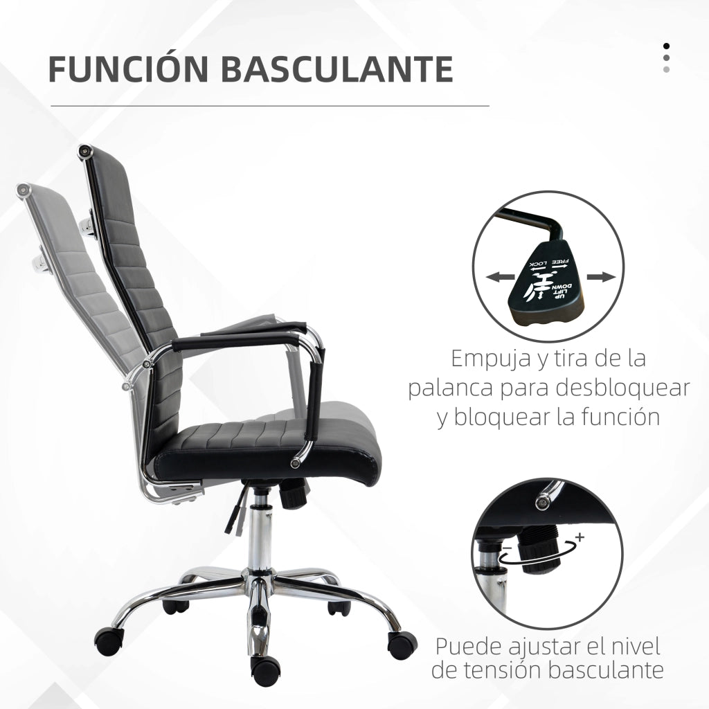 Sedia da Ufficio Girevole con Schienale Alto ¨C zephmum ¨C Nera in Tessuto Sintetico
