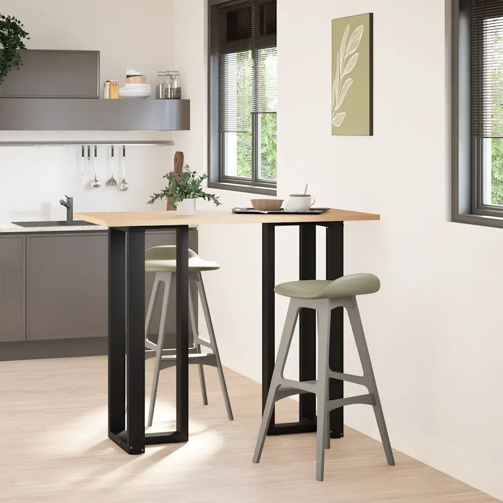 Gambe per tavolo da bar a forma di T 2 pz nere 50x35x(110-111) cm in acciaio 4013100