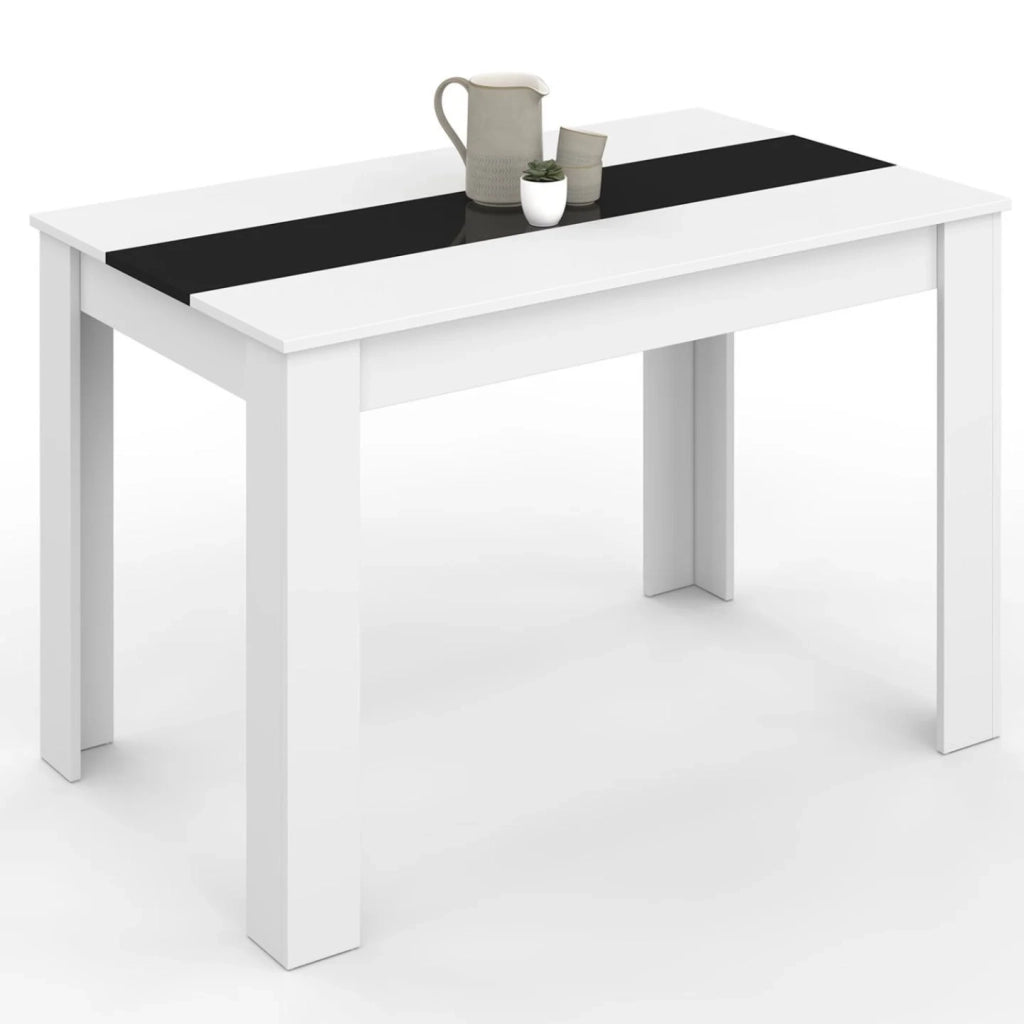IDMarket - ROZY Tavolo da pranzo rettangolare per 4 persone bianco e nero 110 cm