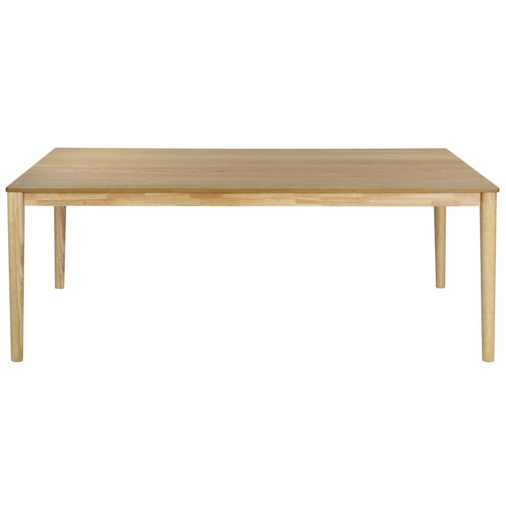Tavolo da pranzo in legno di frassino naturale MDF gomma 200 x 100 cm Gambe in legno Piano rettangolare impiallacciato Finitura naturale