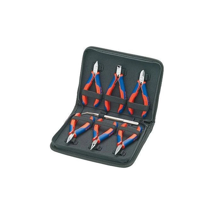 KNIPEX 00 20 16 Astuccio con Pinze per Elettronica 7 Pezzi 6 Pinze 1 Pinzetta di Precisione colore Nero