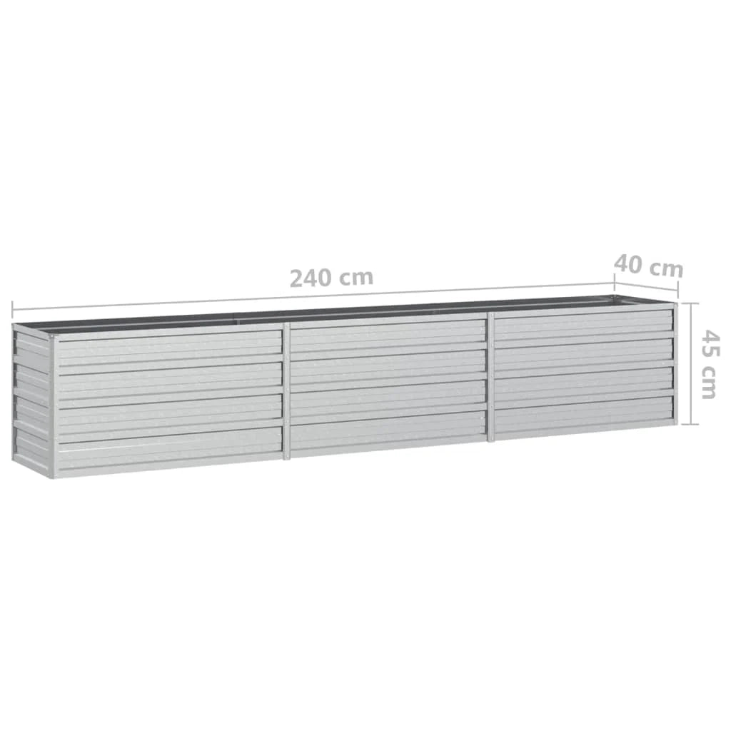 Fioriera rialzata per piante fiori patio giardino 240 x 40 x 45 cm acciaio zincato argento 02_0039409