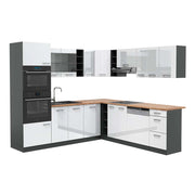 Vicco Cucina angolare completa Bianco lucido/antracite 237 x 247 cm , PL Rovere