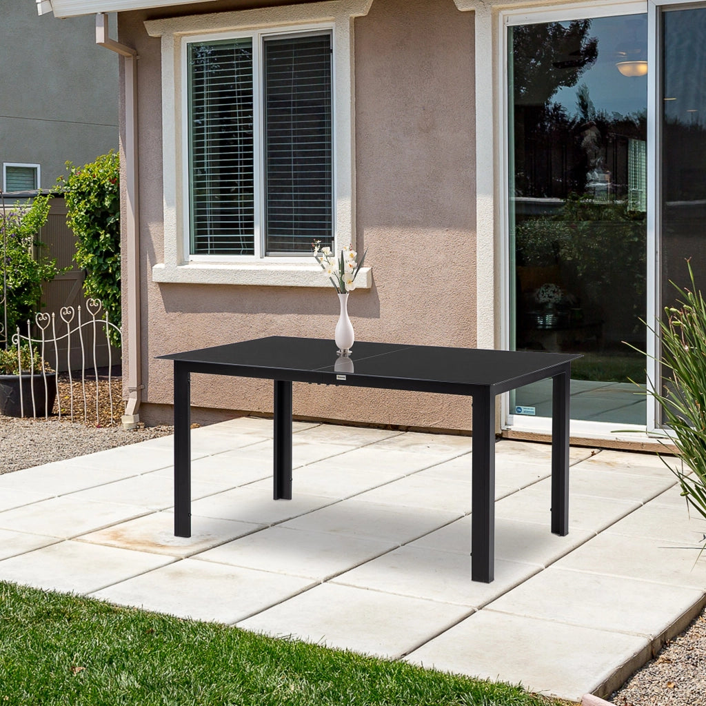 Tavolo da giardino 6 posti ¨C zephmum ¨C Nero vetro temperato 150x90x74 cm