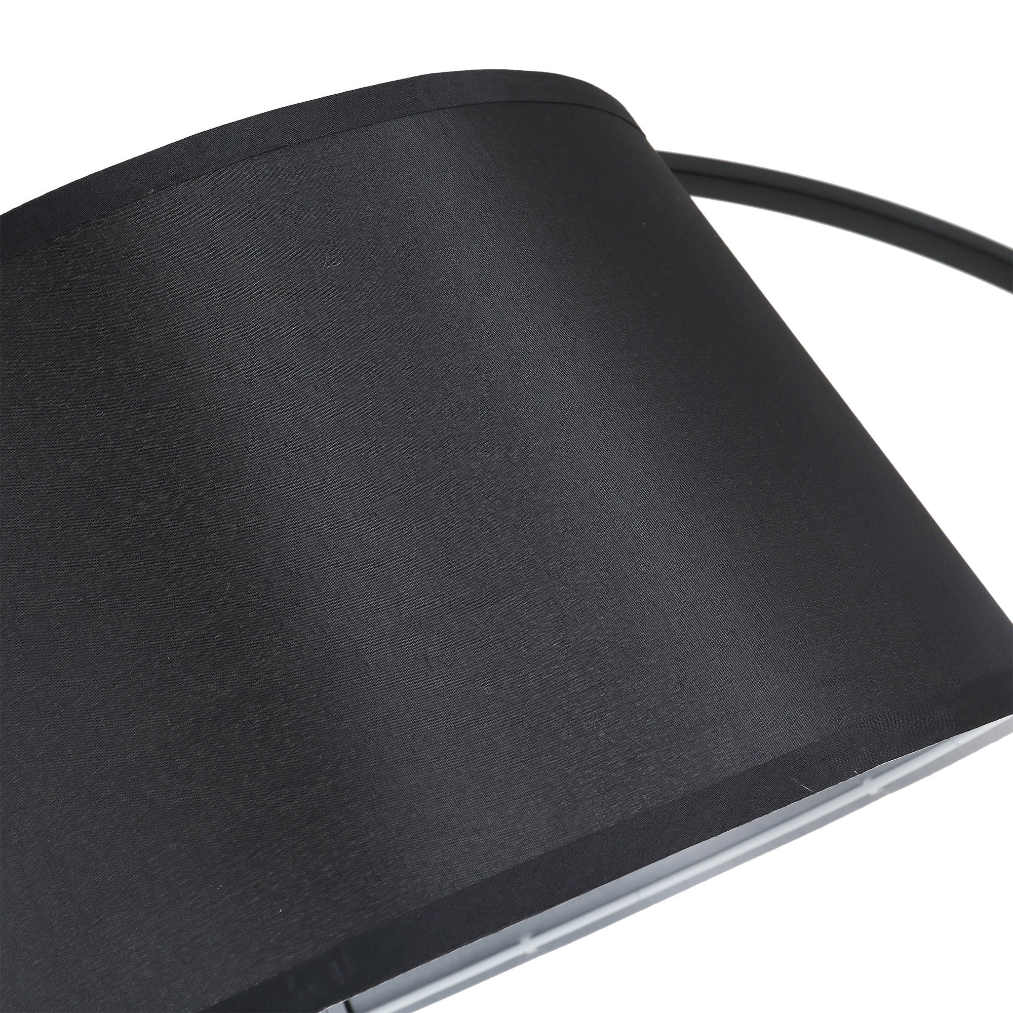 Lampada da Terra ad Arco in Metallo con Paralume in Tessuto   Nera