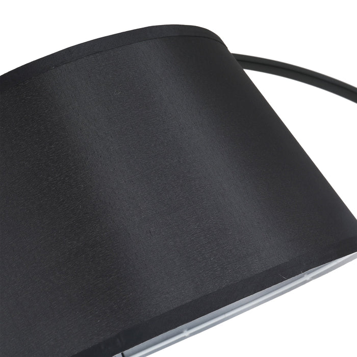 Lampada da Terra ad Arco in Metallo con Paralume in Tessuto   Nera