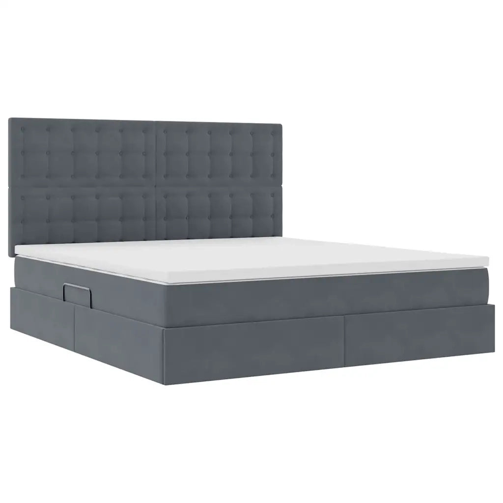 Letto con contenitore e materasso Grigio scuro 180 x 200 cm