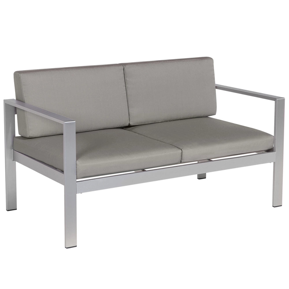 Divano da giardino con struttura in alluminio anodizzato grigio scuro a 2 posti con cuscini