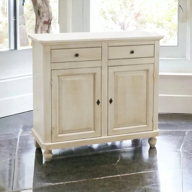 Madia credenza in legno shabby chic 2 ante avorio patinato 104x43x98 - Mobili 2G