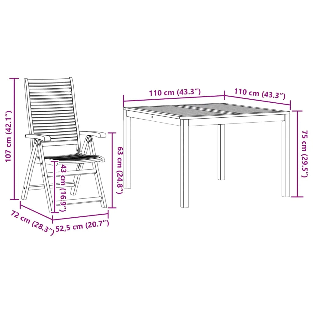 Set da Pranzo per Giardino 5 pcs Marrone 3375633