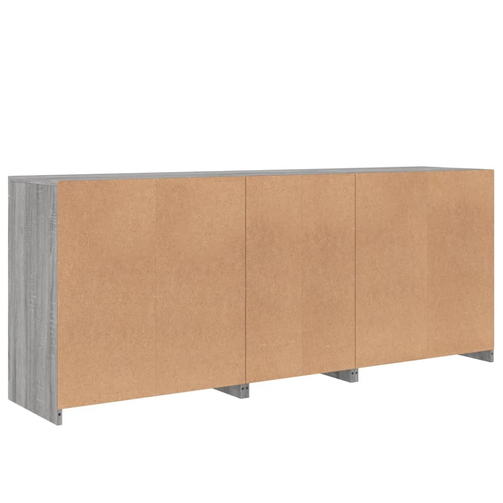 Buffet credenza cassettiera armadio mobile contenitore organizer per cucina soggiorno salotto con luci LED Sonoma 162 x 37 x 67 cm grigio 02_0030056