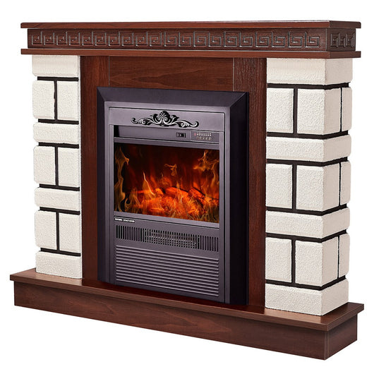 Camino Elettrico da Pavimento 87,4x108x24,5 cm Effetto Fiamma 2000W Nazarii mini & Cristina Noce