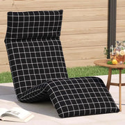 Lettino Pieghevole Quadri Neri 175x54x8,5 cm in Tessuto Oxford