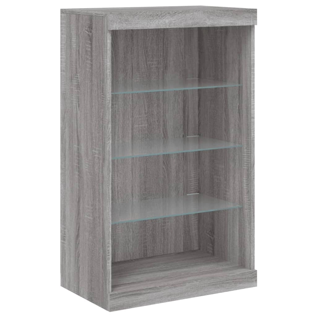 Buffet credenza cassettiera armadio mobile contenitore organizer per cucina soggiorno salotto con luci a LED 3 pezzi legno ingegnerizzato Sonoma grigio 02_0037235