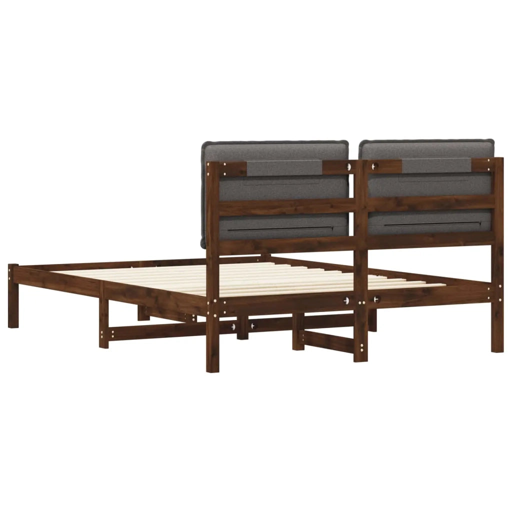 Letto con Testiera Rivestita Marrone scuro e grigio chiaro 903896