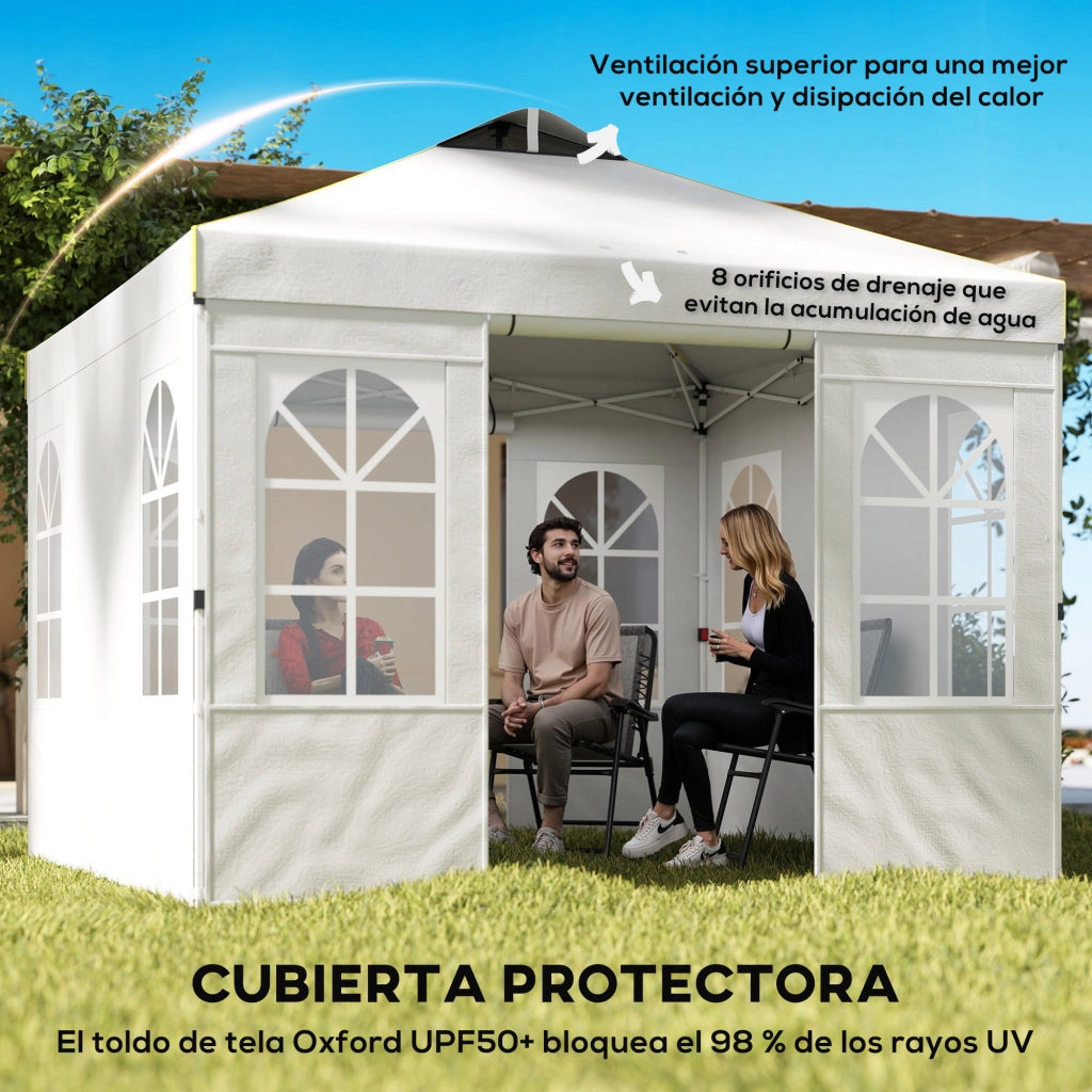 Tenda da giardino pieghevole 3x3 m con UPF50+ ¨C zephmum ¨C 4 laterali, bianco