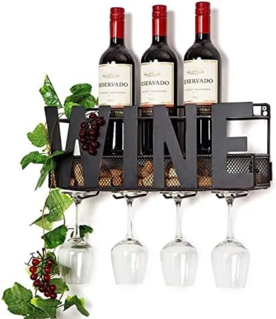 Scaffale per vino - Scaffale per vino a muro - Scaffale per vino per muro da assemblaggio - Scaffale per vino a muro in metallo