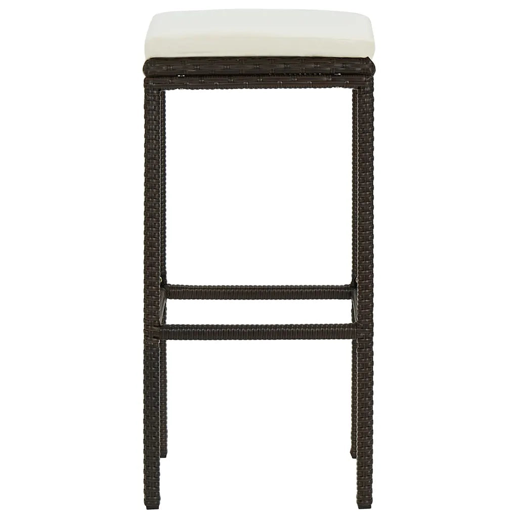Sgabelli da Bar con Cuscini 3 pz Marroni in Polyrattan 313442