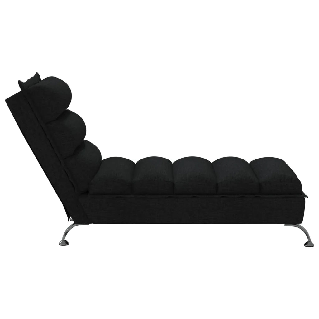 Sdraio con Cuscini Nero in Tessuto 379470