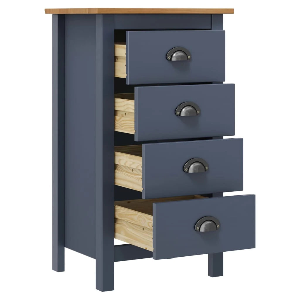 Credenza buffet cassettiera mobile contenitore organizer cucina soggiorno salotto Hill 46 x 35 x 80 cm legno massello di pino grigio 02_0035674