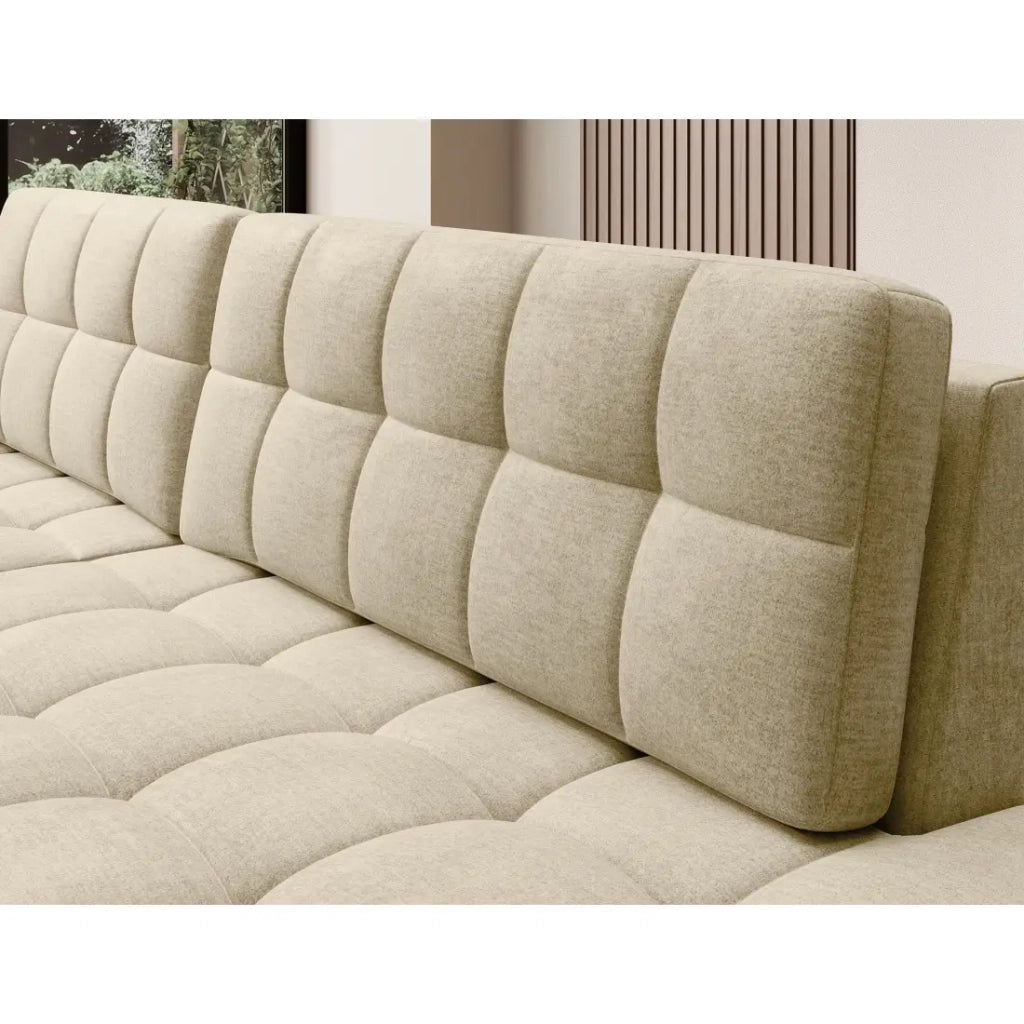 Divano angolare convertibile CUBITO beige 240 cm con contenitore e letto