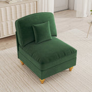 Divano senza braccioli in ciniglia con cuscino mobile e gonna rimovibile seduta morbida verde 79 × 75 × 23 cm