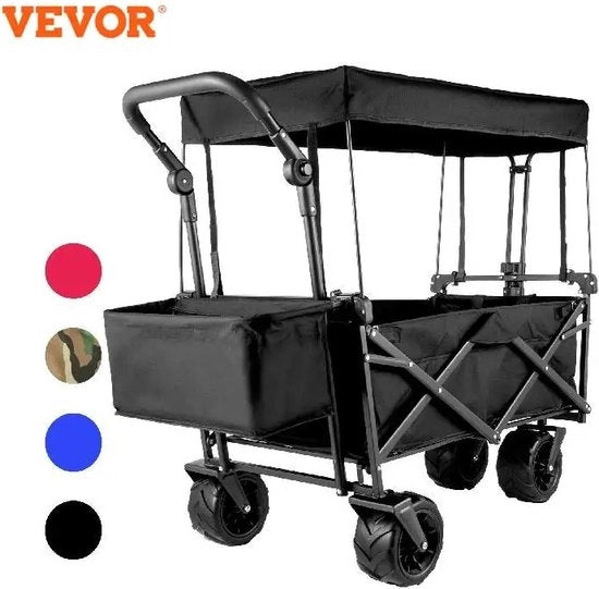 Boldercar Luxe Grande Blu - Opvouwabile Pneumatici - Vettura per Bambini - Carrello per Spiaggia con Tetto - Capacità di Carico 100Kg - Dimensioni 100x55cm