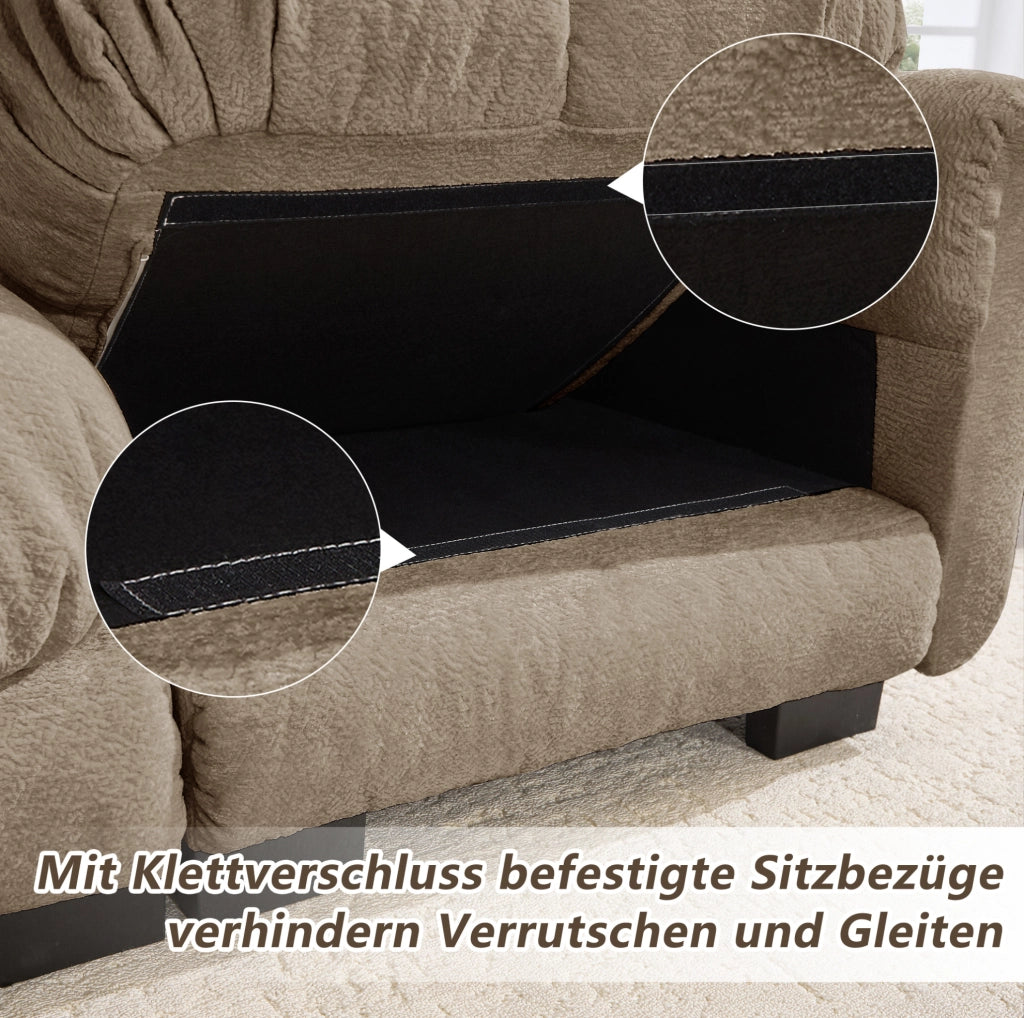 Divano modulare in chenille 330x86x90 cm marrone
