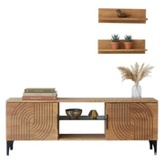 Neviano, Mobile Porta tv un Ripiano, 150x30x40h cm Marrone Rovere