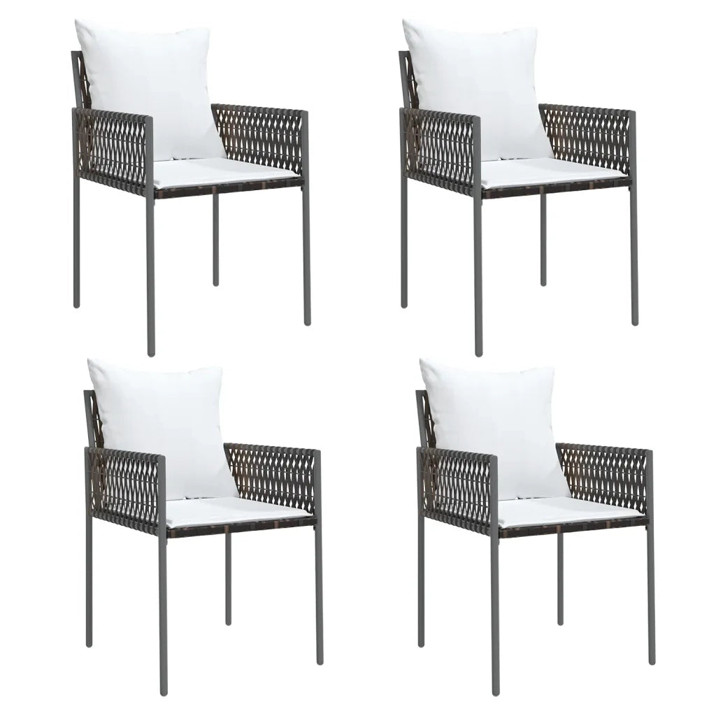 Set Pranzo da Giardino 5pz con Cuscini in Polyrattan e Acciaio 3187050