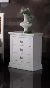 Comodino Clara in legno massiccio Shabby chic bianco opaco