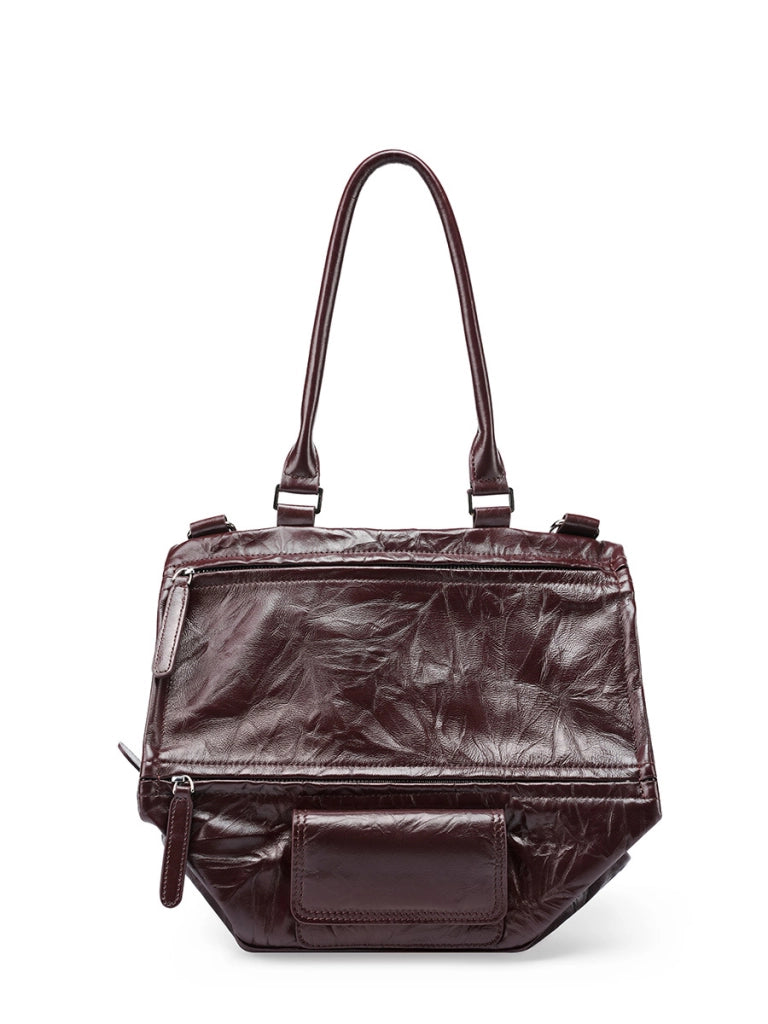Borsa a tracolla da donna in vera pelle marrone