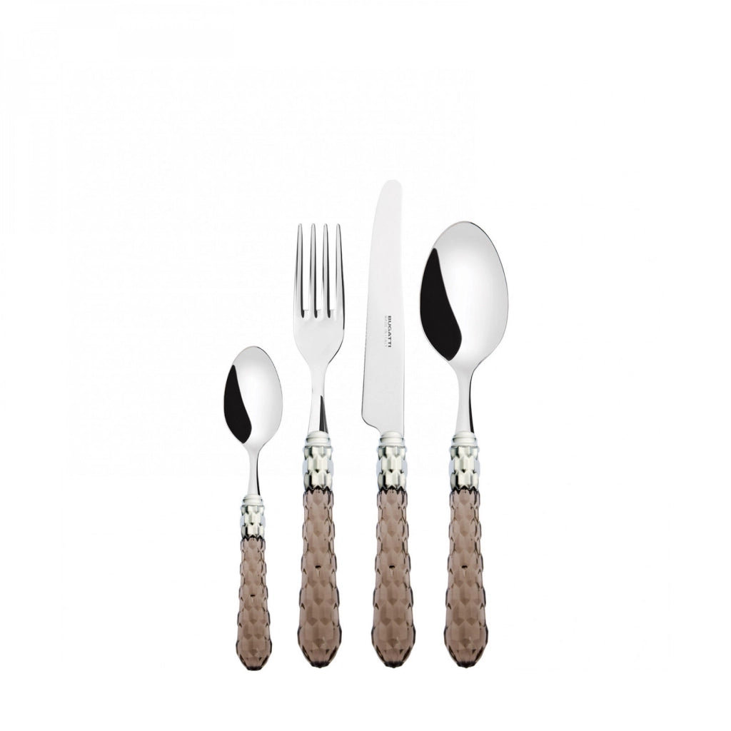 CRISTALLO Ghiera Cromata, Posate Set 24 Pz, Scatola Compact, Casa