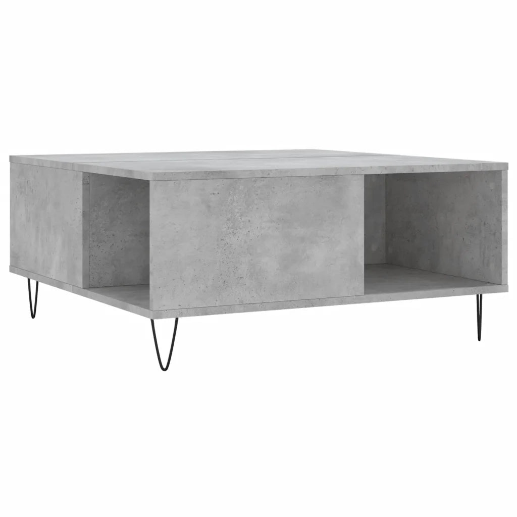 Tavolino Salotto-Tavolino da soggiorno-Tavolo Grigio Cemento 80x80x36,5 cm Legno Multistrato 541045