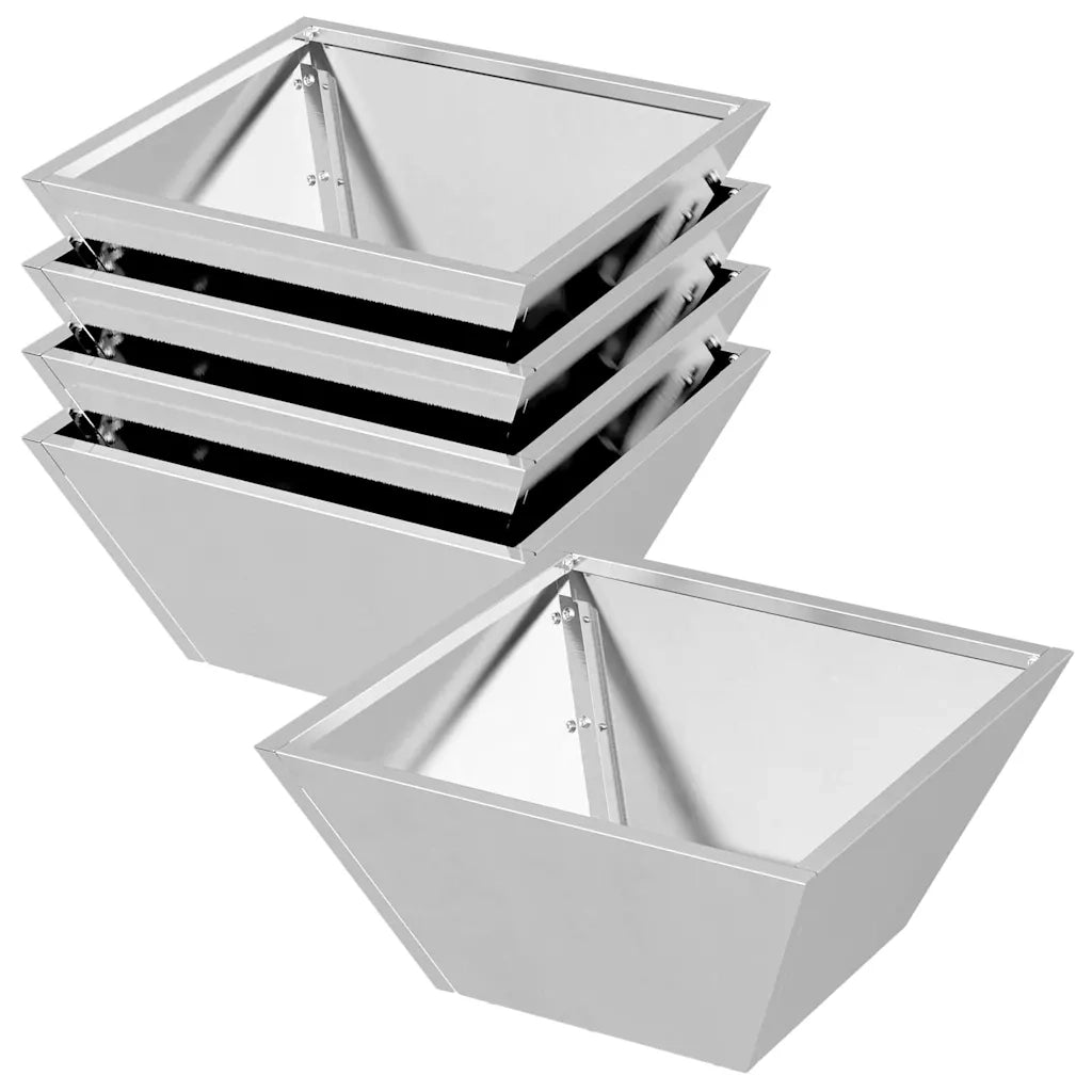 Fioriere | Cassetta per fiori | Vaso da giardino 5 pz Argento 35 x 35 x 15 cm