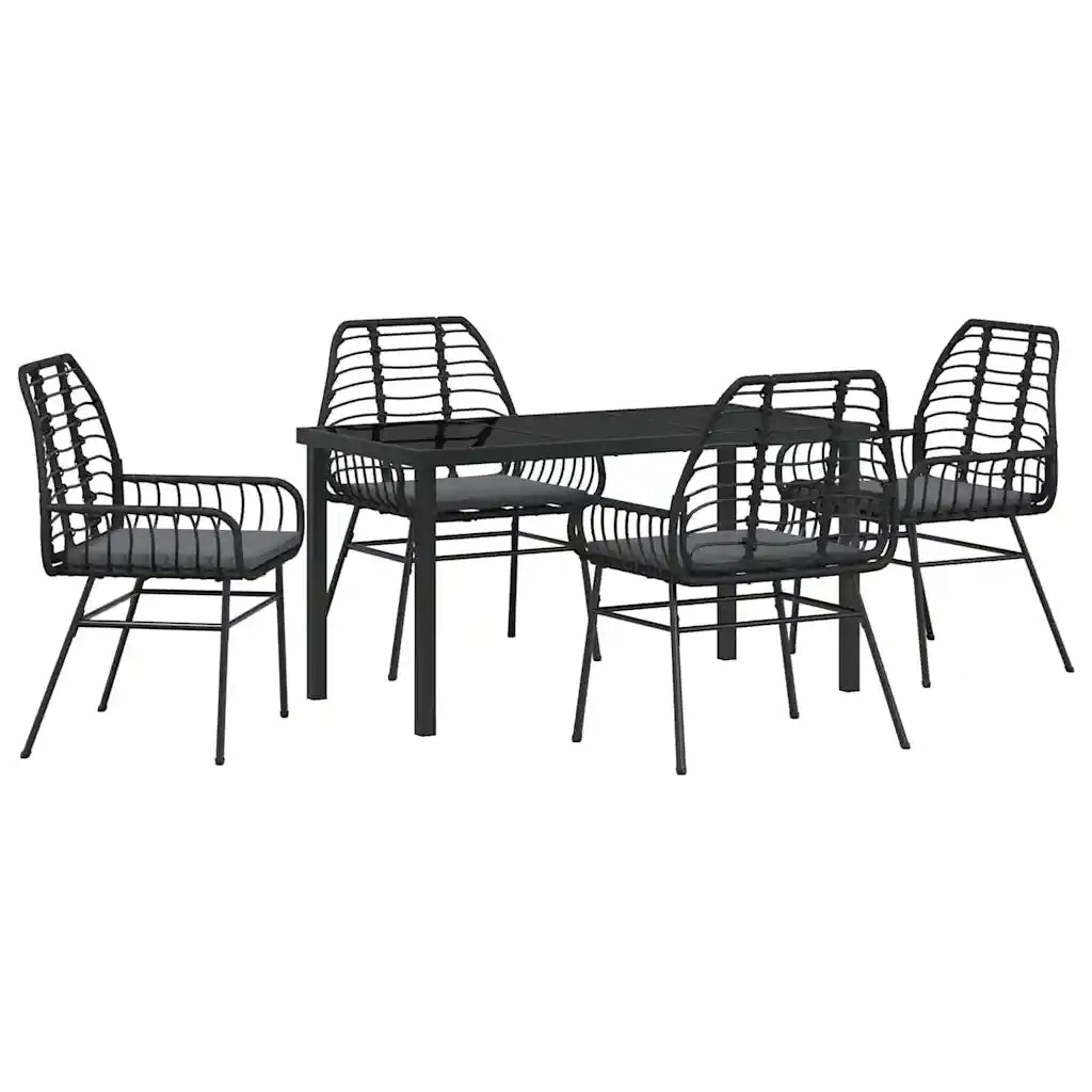 Set da Pranzo per Giardino 5 pcs Nero polyrattan 3380857