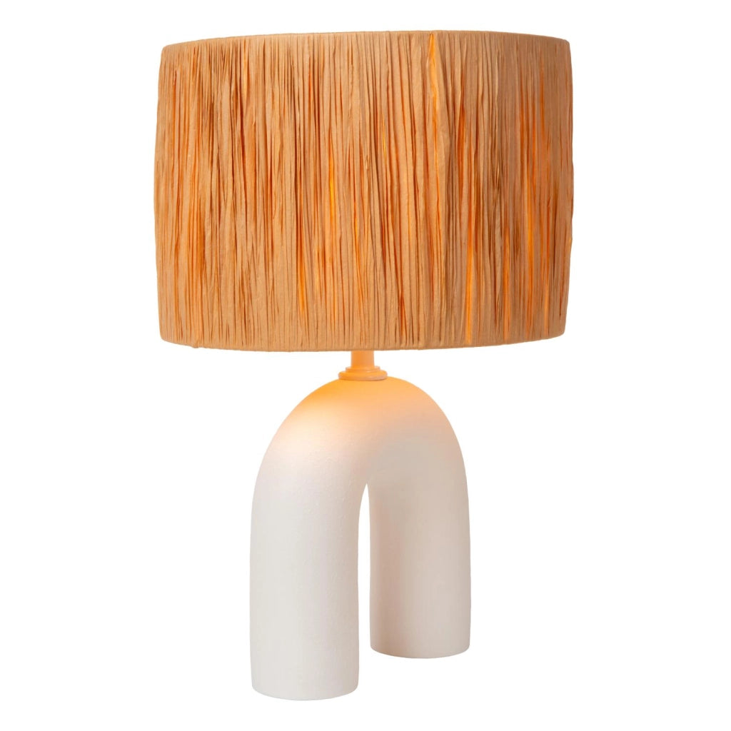 Lampada da tavolo RONDA rattan ceramica Lucide