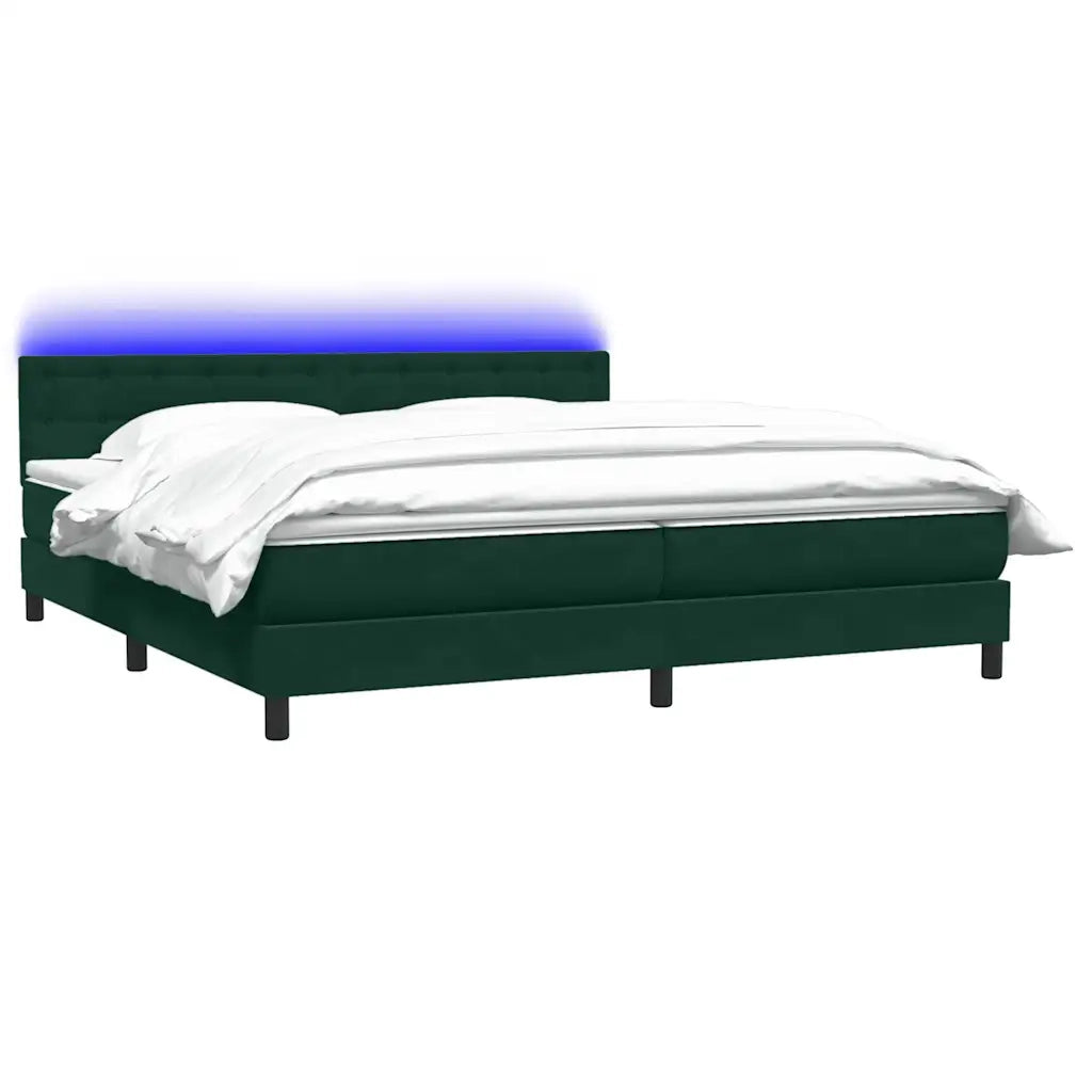 Giroletto a Molle con Materasso Verde Scuro 180x220 cm Velluto