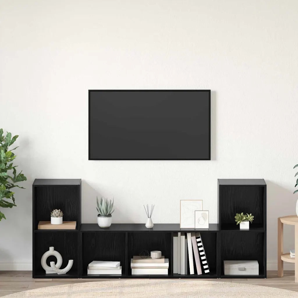 Set mobile TV 3 pz Nero Legno ingegnerizzato 3393253