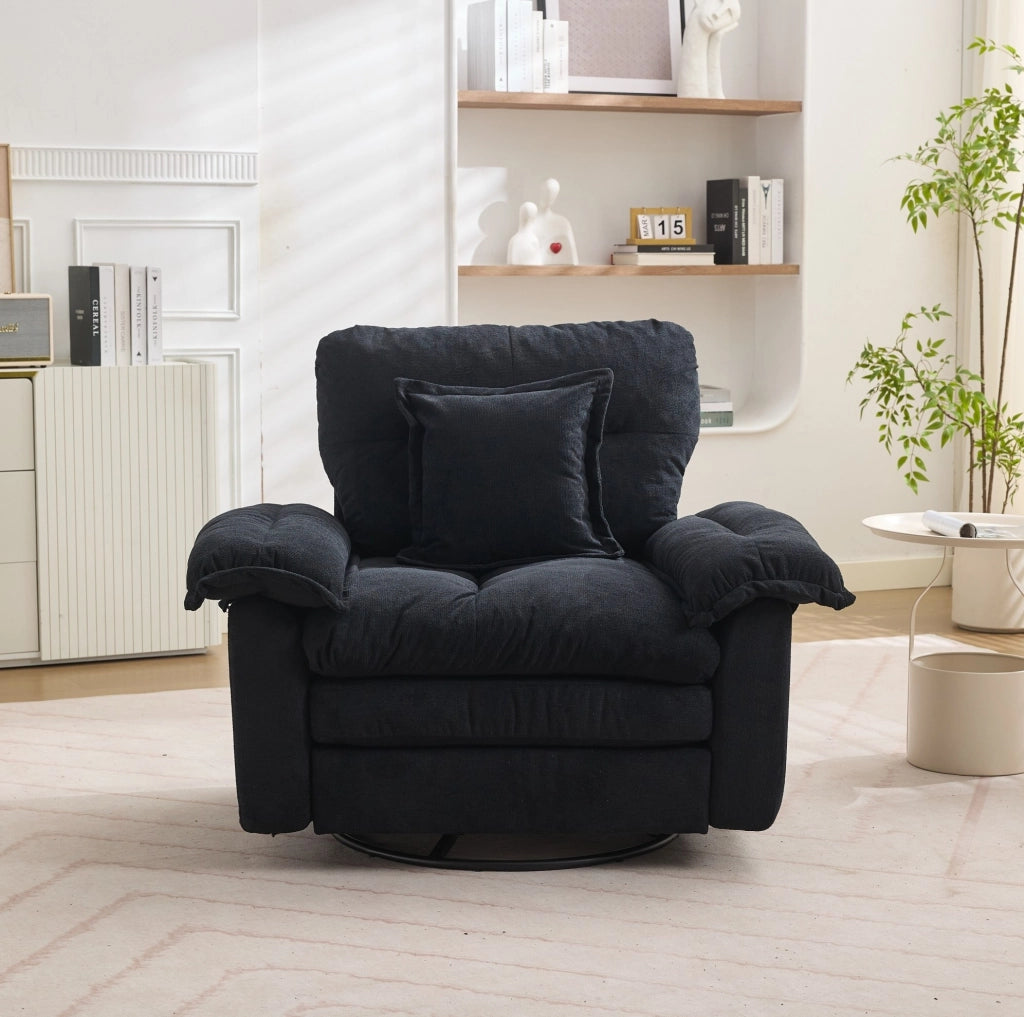 Poltrona girevole Chenille a 360° formato oversize con cuscino di supporto per soggiorno, camera e cameretta