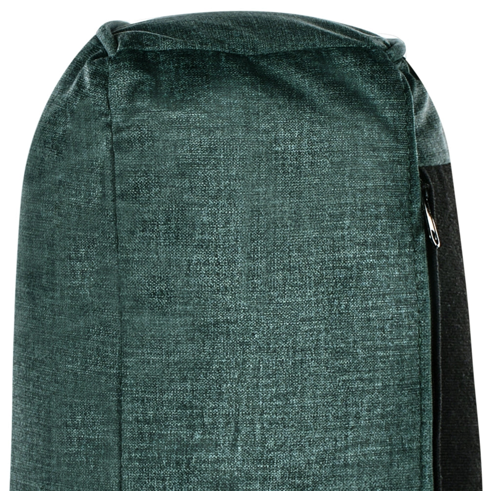Poltrona in velluto verde scuro con cuscini e gambe in metallo stile moderno minimalista