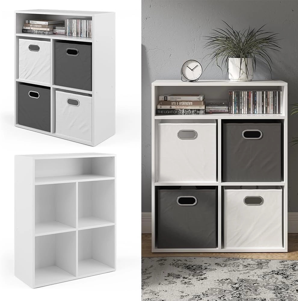 Libreria, Bianco, 72 x 90.2 cm 4 scomparti, per la conservazione e l'organizzazione di supporti e accessori