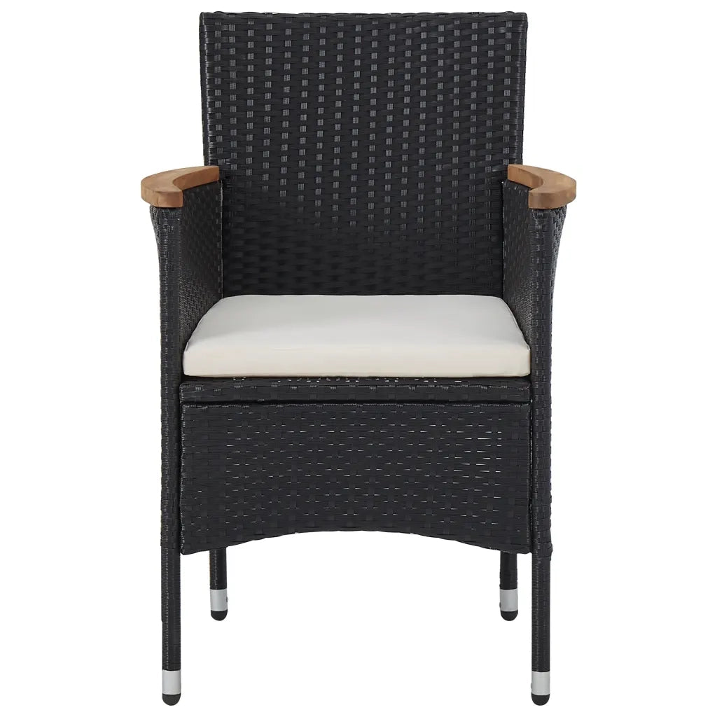 Set da Pranzo da Giardino 5 pz | Set Salotto da Giardino Nero in Polyrattan e Acacia
