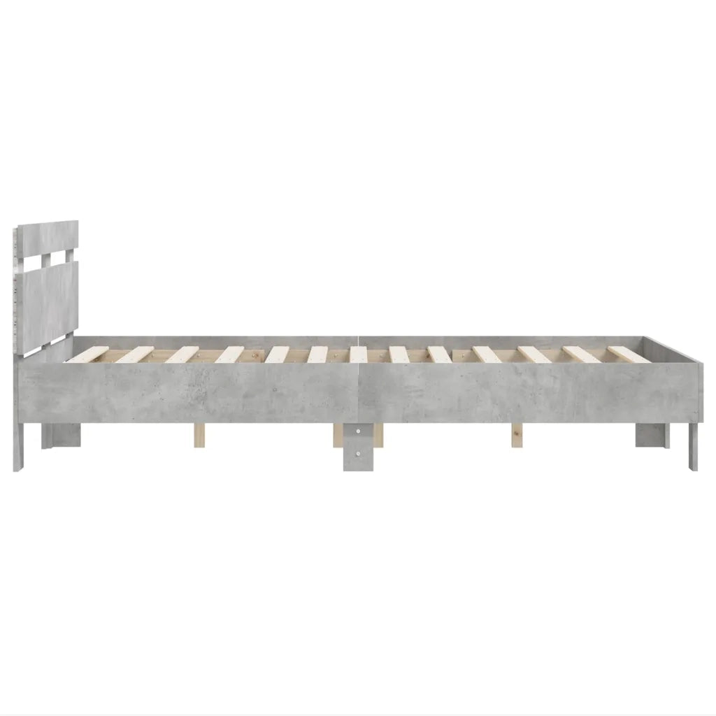 Giroletto con Testiera e LED-Struttura Letto con testiera Grigio Cemento 135x190 cm 906320