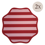 Hart, Tovaglietta Americana set da 2, Bordo Ondulato, Fantasia a Righe Made in Italy, 40x40 cm Rosso