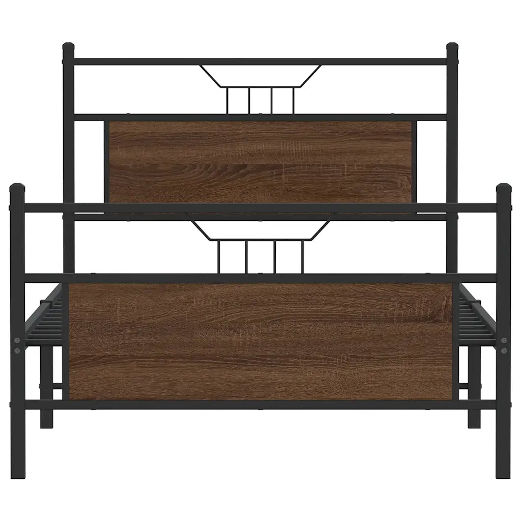 vidaXL Giroletto senza Materasso Rovere Marrone 100x200 cm Truciolato