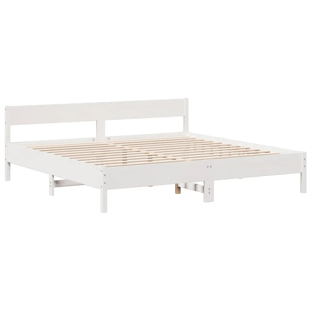 Letto matrimoniale | Letto per adulti | Giroletto con Libreria senza Materasso 180x200 cm in Legno Pino