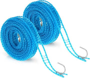 Linea da Stendibiancheria Antiscivolo con Ganci - Linea da Stendibiancheria Portatile per Camping Casa Giardino e Esterno (2 Pezzi, 5 Metri)