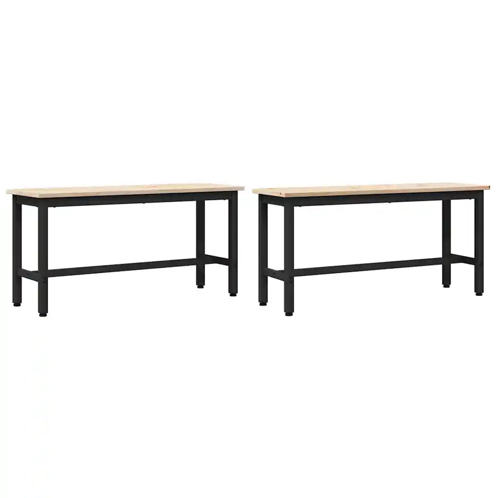 Panche da pranzo 2 pcs Naturale 100 x 32,5 x 49 cm