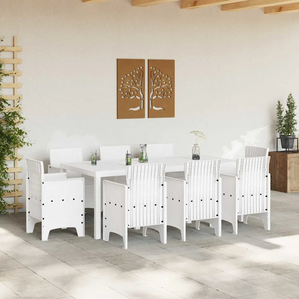 Set da Pranzo per Giardino 9 pcs Bianco Polipropilene
